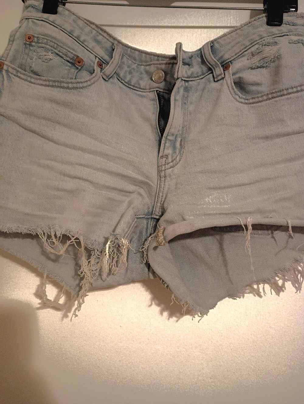 American Eagle Outfitters Light Blue Distressed Denim Cutoff Shorts
